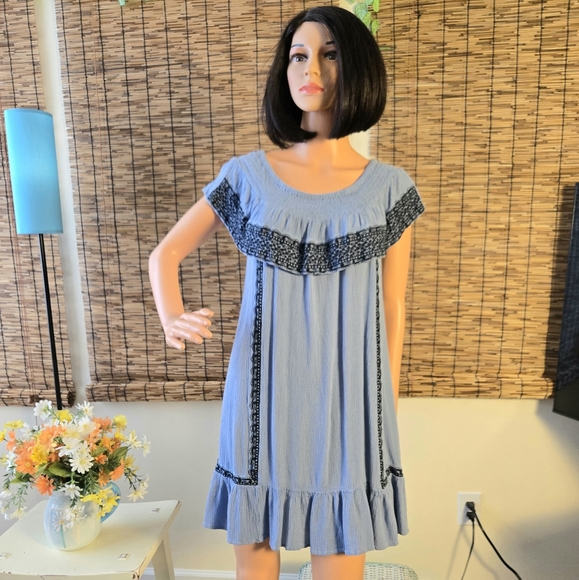 Body Glove Off Shoulder Gauze Dress with Lacy Trim - Picture 1 of 12